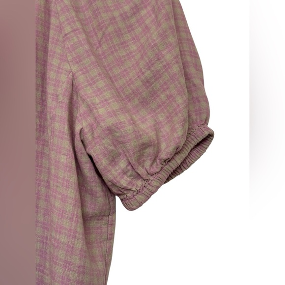 Madewell Linen Blend Puff Sleeve Button Wrap - Picture 3 of 7